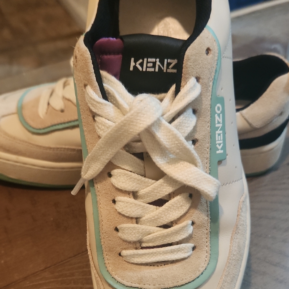 Kenzo Cream and Teal Sneakers